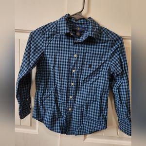 Ralph Lauren Blue and black boys' button-up shirt. Size S (8)